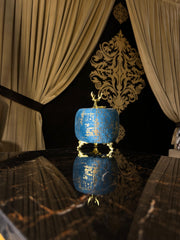 Blue Printed Handmade Velvet Jewelry Box