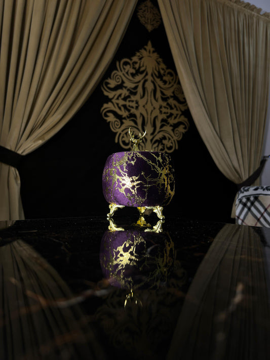 Purple Printed Handmade Velvet Jewelry Box