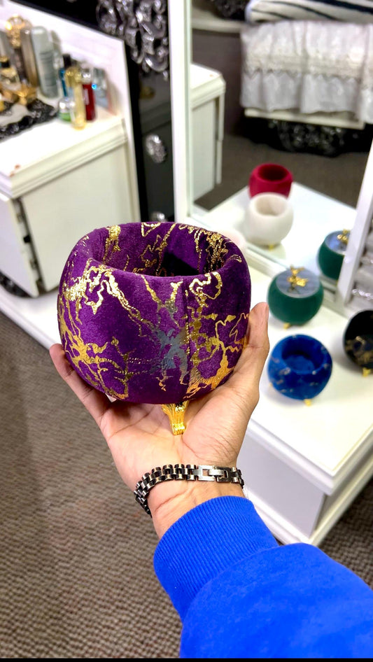 Purple Printed Handmade Velvet Jewelry Box